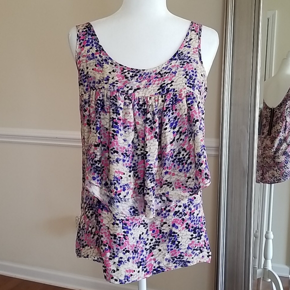 Yumi Kim Tops - Yumi Kim Silk Ruffle Print Tank Size Medium